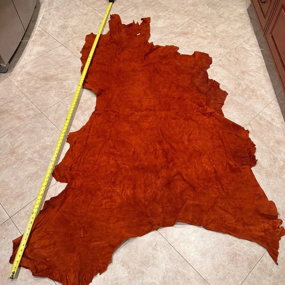 Large Suede Leather Hide Craft Supply Upholstery Piece DIY Projects‎ Orange